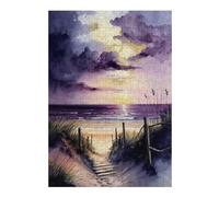 Puzzles 38x26cm/1000pcs Beach at Purple Sunset 2 Casse-tête pour Adultes, Jeu De Réflexion, pour S'amuser en Famille, Cadeaux d'anniversaire Et De Noël Uniques 38x26cm/1000pcs