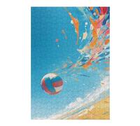 Puzzles 38x26cm/1000pcs Beach Volleyball Splash Casse-tête pour Adultes, Jeu De Réflexion, pour S'amuser en Famille, Cadeaux d'anniversaire Et De Noël Uniques 38x26cm/1000pcs