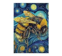 Puzzles 38x26cm/1000pcs Bee in Starry Night Style Casse-tête pour Adultes, Jeu De Réflexion, pour S'amuser en Famille, Cadeaux d'anniversaire Et De Noël Uniques 38x26cm/1000pcs