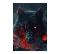 Puzzles 38x26cm/1000pcs Black Wolf Red Eyes Casse-tête pour Adultes, Jeu De Réflexion, pour S'amuser en Famille, Cadeaux d'anniversaire Et De Noël Uniques 38x26cm/1000pcs