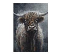 Puzzles 38x26cm/1000pcs Charcoal Highland Cow Casse-tête pour Adultes, Jeu De Réflexion, pour S'amuser en Famille, Cadeaux d'anniversaire Et De Noël Uniques 38x26cm/1000pcs