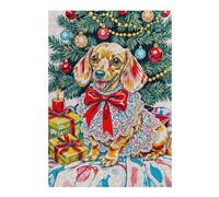 Puzzles 38x26cm/1000pcs Festive Dachshund Christmas Portrait Casse-tête pour Adultes, Jeu De Réflexion, pour S'amuser en Famille, Cadeaux d'anniversaire Et De Noël Uniques 38x26cm/1000pcs