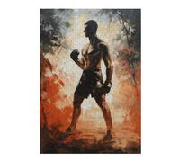 Puzzles 38x26cm/1000pcs Muay Thai Fighter Painting Casse-tête pour Adultes, Jeu De Réflexion, pour S'amuser en Famille, Cadeaux d'anniversaire Et De Noël Uniques 38x26cm/1000pcs