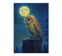Puzzles 38x26cm/1000pcs Owl Under Moonlight Casse-tête pour Adultes, Jeu De Réflexion, pour S'amuser en Famille, Cadeaux d'anniversaire Et De Noël Uniques 38x26cm/1000pcs