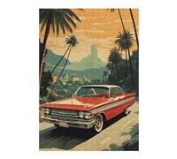 Puzzles 38x26cm/1000pcs pour Adolescents 1960s Vintage Car Puzzles pour Adultes Jeu Manuel Améliore La Mémoire pour Les Joueurs 38x26cm/1000pcs