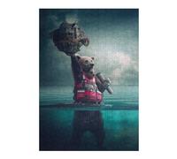 Puzzles 38x26cm/1000pcs pour Adolescents Bear Floating Island Life Jacket Jeux Relaxants pour Adultes Difficile Difficile Cadeaux pour Les Amis Et La Famille 38x26cm/1000pcs