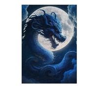 Puzzles 38x26cm/1000pcs pour Adolescents Blue Dragon Moonlit Sky Puzzles pour Adultes Jeu Manuel pour S'amuser en Famille Cadeaux Anti-Stress 38x26cm/1000pcs