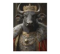 Puzzles 38x26cm/1000pcs pour Adolescents Bull King Portrait Puzzles pour Adultes Jeu Manuel Améliore La Mémoire pour Les Joueurs 38x26cm/1000pcs