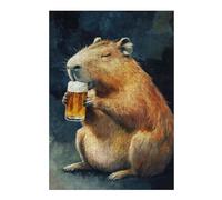 Puzzles 38x26cm/1000pcs pour Adolescents Capybara Drinking Beer Puzzles pour Adultes Jeu Manuel Améliore La Mémoire pour Les Joueurs 38x26cm/1000pcs
