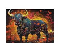 Puzzles 38x26cm/1000pcs pour Adolescents Colorful Bull Illustration Puzzle Adulte Jeu Manuel Décoration Parfaite Aide À Exercer Le Cerveau 38x26cm/1000pcs