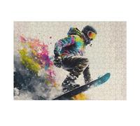 Puzzles 38x26cm/1000pcs pour Adolescents Colorful Snowboarder in Action -2 Puzzles pour Adultes Jeux Relaxants Qui Améliorent La Mémoire, Parfaits comme Cadeaux pour Toute La Famille 38x26cm/1000pcs
