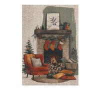 Puzzles 38x26cm/1000pcs pour Adolescents Cozy Fireplace Christmas Scene Jeu De Puzzle Familial pour Adultes, Amusant Et Humoristique, pour Stimuler Le Cerveau 38x26cm/1000pcs