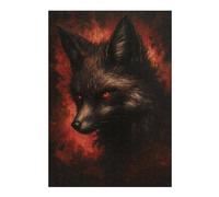 Puzzles 38x26cm/1000pcs pour Adolescents Dark Kitsune - Mystical Fox Spirit Puzzles pour Adultes Jeu Manuel Améliore La Mémoire pour Les Joueurs 38x26cm/1000pcs
