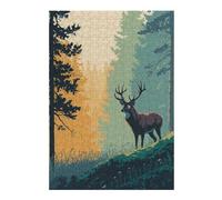 Puzzles 38x26cm/1000pcs pour Adolescents Deer in Forest with Glowing Eyes Puzzles pour Adultes Jeux De Société pour S'amuser en Famille Un pour Les Jeux 38x26cm/1000pcs