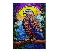 Puzzles 38x26cm/1000pcs pour Adolescents Eagle Colorful Stained Gla Puzzle pour Adultes Jeu De Réflexion Analyse Et Logique Cadeaux pour Amis Et Famille 38x26cm/1000pcs