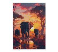 Puzzles 38x26cm/1000pcs pour Adolescents Elephants Sunset Savanna Puzzle Jeux De Famille Décoration Intérieure Cadeaux Anti-Stress 38x26cm/1000pcs