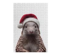 Puzzles 38x26cm/1000pcs pour Adolescents Festive Pangolin with Santa Hat Puzzles pour Adolescents - Jeu Manuel - Décoration Murale - Cadeaux Anti-Stress 38x26cm/1000pcs