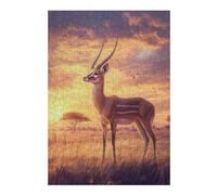 Puzzles 38x26cm/1000pcs pour Adolescents Gazelle at Sunset Puzzles À Monter Soi-même, Jouets De Course À La Main, Une Offre Idéale comme Cadeau pour Toute La Famille 38x26cm/1000pcs