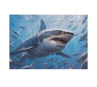 Puzzles 38x26cm/1000pcs pour Adolescents Great White Shark in Deep Blue Sea Puzzles pour Adultes Jeux Relaxants Qui Améliorent La Mémoire, Parfaits comme Cadeaux pour Toute La Famille 38x26cm/1000pcs