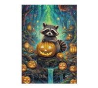 Puzzles 38x26cm/1000pcs pour Adolescents Halloween Raccoon in Forest Puzzles pour Adultes À Monter Soi-même, Jouets, Décoration Parfaite, Cadeaux Anti-Stress 38x26cm/1000pcs