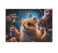Puzzles 38x26cm/1000pcs pour Adolescents Magical Fox Gathering in Winter Night Puzzle Adulte Jeu Manuel Décoration Parfaite Aide À Exercer Le Cerveau 38x26cm/1000pcs
