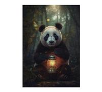 Puzzles 38x26cm/1000pcs pour Adolescents Magical Panda Glowing Lamp Puzzles pour Adultes Jeux Familiaux Décoration Murale Aide À Stimuler Le Cerveau 38x26cm/1000pcs
