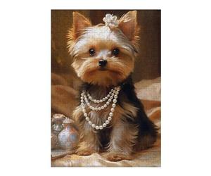 Puzzles 38x26cm/1000pcs pour Adolescents Pearl-Adorned Yorkshire Terrier Puzzles pour Adultes Jeux De Famille Une Œuvre d'art À Offrir en Cadeau À Toute La Famille 38x26cm/1000pcs