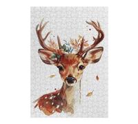 Puzzles 38x26cm/1000pcs pour Adolescents Reindeer Flower Puzzles À Monter Soi-même, Jouets De Course À La Main, Une Offre Idéale comme Cadeau pour Toute La Famille 38x26cm/1000pcs