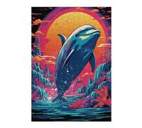 Puzzles 38x26cm/1000pcs pour Adolescents Retro Dolphin Jump Puzzles À Monter Soi-même, Jouets De Course À La Main, Une Offre Idéale comme Cadeau pour Toute La Famille 38x26cm/1000pcs