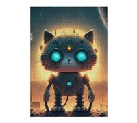 Puzzles 38x26cm/1000pcs pour Adolescents Robotic Cat in Space Puzzle pour Adultes Jeu De Réflexion Analyse Et Logique Cadeaux pour Amis Et Famille 38x26cm/1000pcs