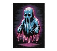 Puzzles 38x26cm/1000pcs pour Adolescents Sad Blue Ghost with Pink Drips Puzzles pour Adolescents - Jeu Manuel - Décoration Murale - Cadeaux Anti-Stress 38x26cm/1000pcs