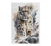 Puzzles 38x26cm/1000pcs pour Adolescents Snow Leopard in Watercolor Puzzles À Monter Soi-même, Jouets De Course À La Main, Une Offre Idéale comme Cadeau pour Toute La Famille 38x26cm/1000pcs