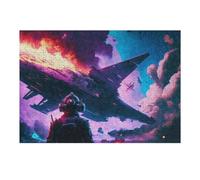 Puzzles 38x26cm/1000pcs pour Adolescents Space Battle Burning Ship Puzzles pour Adultes, Jouet, Décoration Murale, Une Œuvre d'art, Défi Éducatif 38x26cm/1000pcs