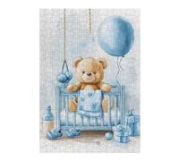 Puzzles 38x26cm/1000pcs pour Adolescents Teddy Bear Sitting in Blue Baby Cot Puzzles pour Adultes, Jouet, Décoration Murale, Une Œuvre d'art, Défi Éducatif 38x26cm/1000pcs