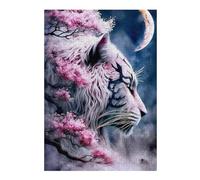 Puzzles 38x26cm/1000pcs pour Adolescents White Tiger Moonlit Blossom Puzzles pour Adultes À Monter Soi-même, Jouets, Décoration Parfaite, Cadeaux Anti-Stress 38x26cm/1000pcs