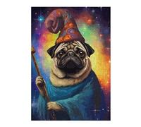 Puzzles 38x26cm/1000pcs pour Adolescents Wizard Pug Funny Pixel Art Jeux Relaxants pour Adultes Difficile Difficile Cadeaux pour Les Amis Et La Famille 38x26cm/1000pcs