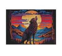 Puzzles 38x26cm/1000pcs pour Adolescents Wolf Howling at Sunset Puzzle Adulte Jeu Manuel Décoration Parfaite Aide À Exercer Le Cerveau 38x26cm/1000pcs