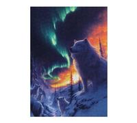 Puzzles 38x26cm/1000pcs pour Adolescents Wolves Under The Northern Lights Puzzle Adulte Jeu Manuel D'assemblage De Motifs pour Les Jeux 38x26cm/1000pcs