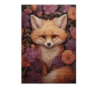 Puzzles 38x26cm/1000pcs pour Adultes Cute Fox in Fall Flowers Puzzle Anti-Stress, Jouet De Décoration Intérieure, Défi Éducatif 38x26cm/1000pcs