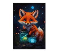 Puzzles 38x26cm/1000pcs pour Adultes Cute Fox Luminous Glow Casse-têtes pour Adultes, Jeu De Réflexion Difficile, Cadeau d'anniversaire Unique 38x26cm/1000pcs