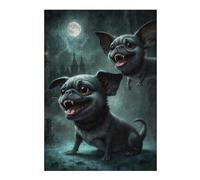 Puzzles 38x26cm/1000pcs pour Adultes Dracula Pug Puzzle pour Adultes Jeu Manuel Décoration Murale Cadeau d'anniversaire Unique 38x26cm/1000pcs