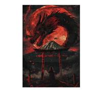 Puzzles 38x26cm/1000pcs pour Adultes Fantasy Red Fullmon Dragon Puzzle Anti-Stress, Jouet De Décoration Intérieure, Défi Éducatif 38x26cm/1000pcs