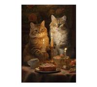 Puzzles 38x26cm/1000pcs pour Adultes Fat Cats Dinner Kitchen Casse-têtes pour Adultes, Jeu De Réflexion Difficile, Cadeau d'anniversaire Unique 38x26cm/1000pcs