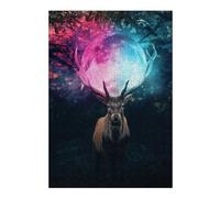 Puzzles 38x26cm/1000pcs pour Adultes Magical Deer with Moon Antlers Puzzles À Monter Soi-même, Jouets, Modèles À Assembler, Cadeaux pour Les Amis Et La Famille 38x26cm/1000pcs