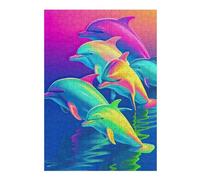 Puzzles 38x26cm/1000pcs pour Adultes Neon Dolphin Delight Puzzle pour Adultes, Jeu De Réflexion, Cadeau Amusant pour Toute La Famille Et Les Amis 38x26cm/1000pcs