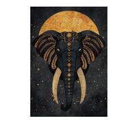 Puzzles 38x26cm/1000pcs pour Adultes Sacred Elephant Vector Portrait with Golden Moon Puzzles pour Adultes Jeux Relaxants Découpe De Précision Stimule Le Cerveau 38x26cm/1000pcs