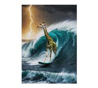 Puzzles 38x26cm/1000pcs pour Adultes Surfing Giraffe in A Storm Puzzles pour Adultes, Jouets À Monter Soi-même, Cadeaux pour Femmes (Anniversaire, Noël) 38x26cm/1000pcs