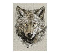 Puzzles 38x26cm/1000pcs pour Adultes Vintage Paint Wolf Casse-têtes pour Adultes, Jeu De Réflexion Difficile, Cadeau d'anniversaire Unique 38x26cm/1000pcs