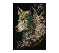 Puzzles 38x26cm/1000pcs pour Adultes Wolf Cherry Blossoms Dark Puzzle pour Adultes, Jeu De Réflexion, Cadeau Amusant pour Toute La Famille Et Les Amis 38x26cm/1000pcs