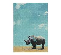 Puzzles 38x26cm/1000pcs Rhino Under A Blue Sky Casse-tête pour Adultes, Jeu De Réflexion, pour S'amuser en Famille, Cadeaux d'anniversaire Et De Noël Uniques 38x26cm/1000pcs
